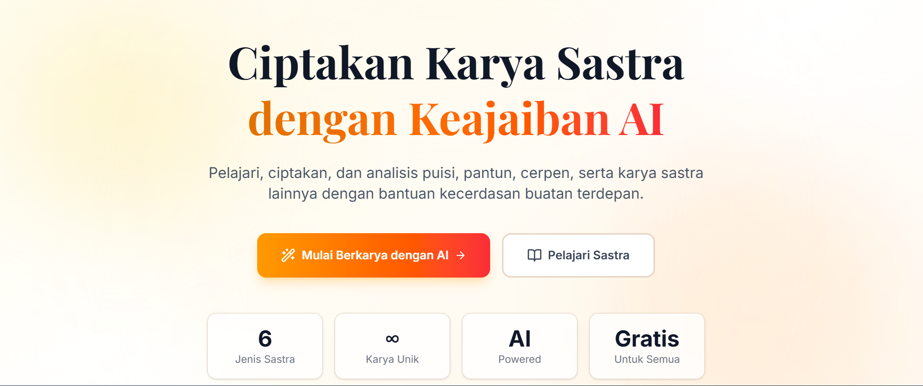 Tampilan proyek Sastrafy